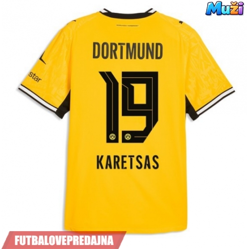 Lacne Muži Futbalové dres Borussia Dortmund Konstantinos Karetsas #19 2026-27 Krátky Rukáv - Domáci